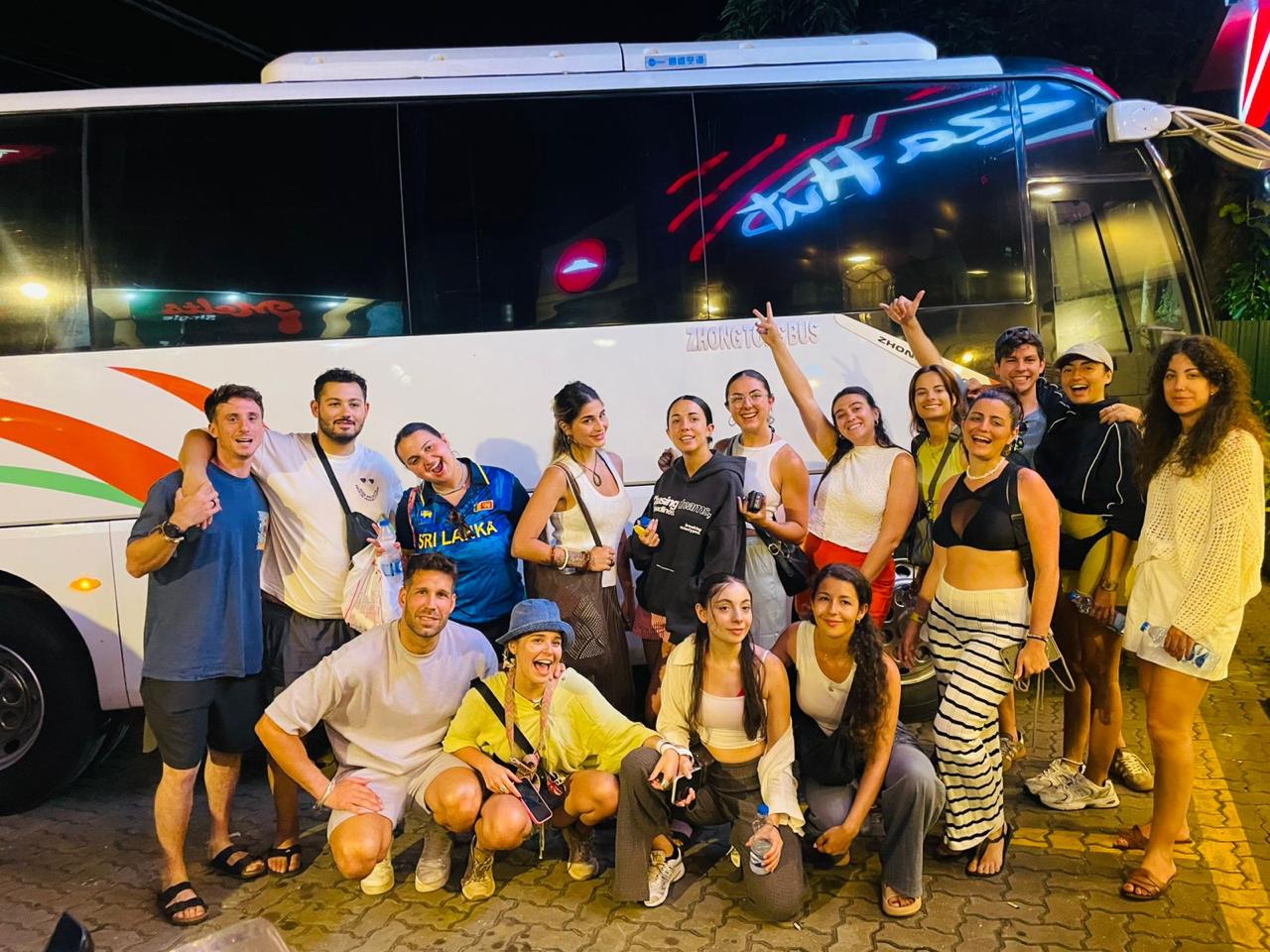 TryGo travellers beside a coach at night